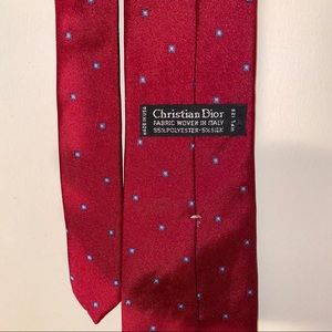 Christian Dior red polyester tie